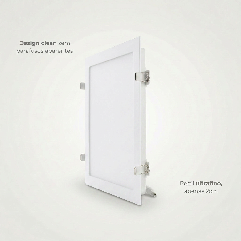 Painel LED Quadrado de Embutir 40x40 36W Bivolt IP20 – Branco Quente, Neutro ou Frio
