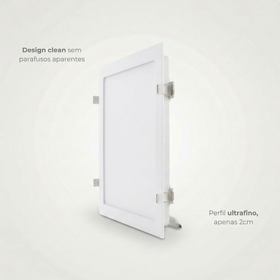 Painel LED Quadrado de Embutir 40x40 36W Bivolt IP20 – Branco Quente, Neutro ou Frio