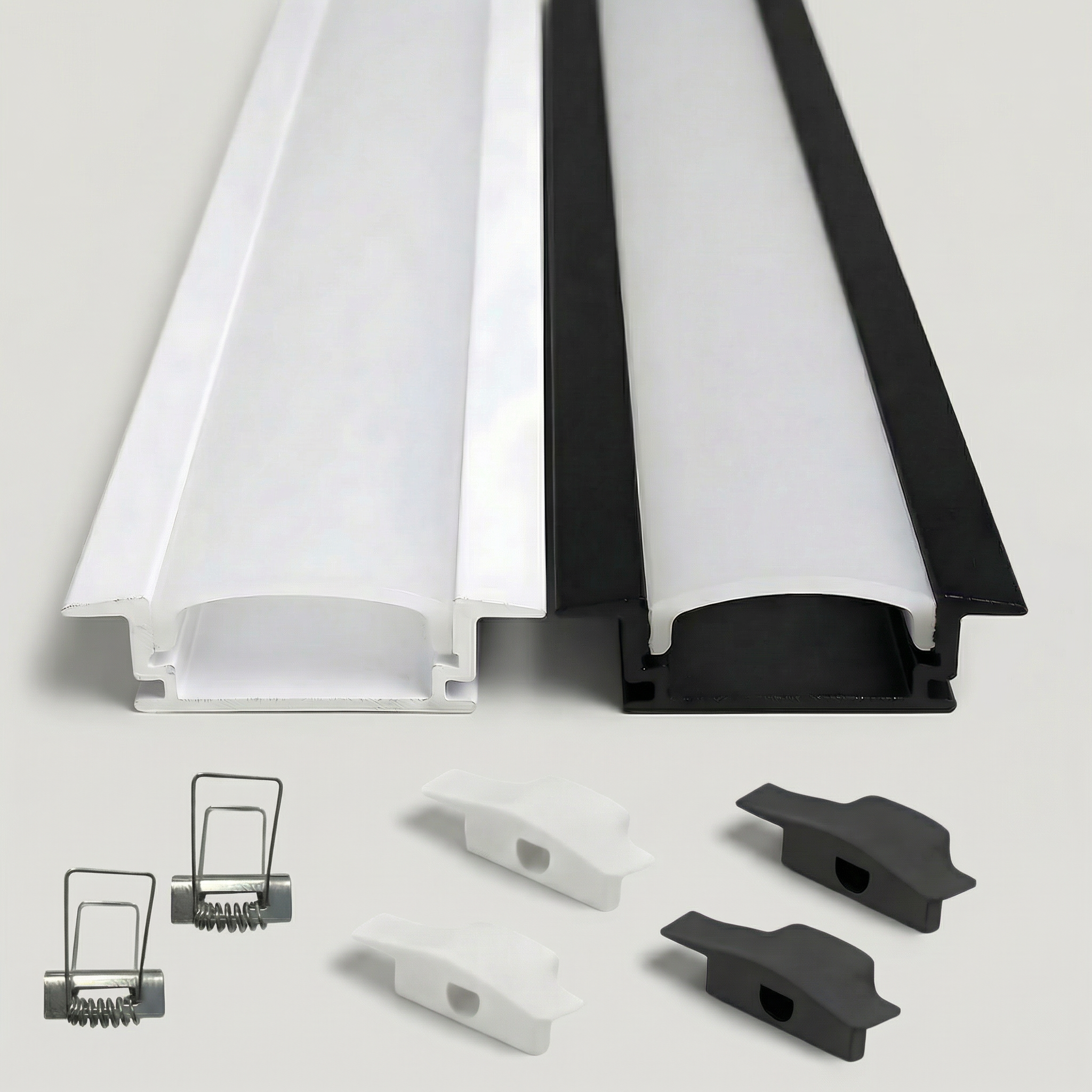 Perfil de Alumínio para Embutir 17x7mm com Difusor Acrílico – Barra 1m – Branco ou Preto