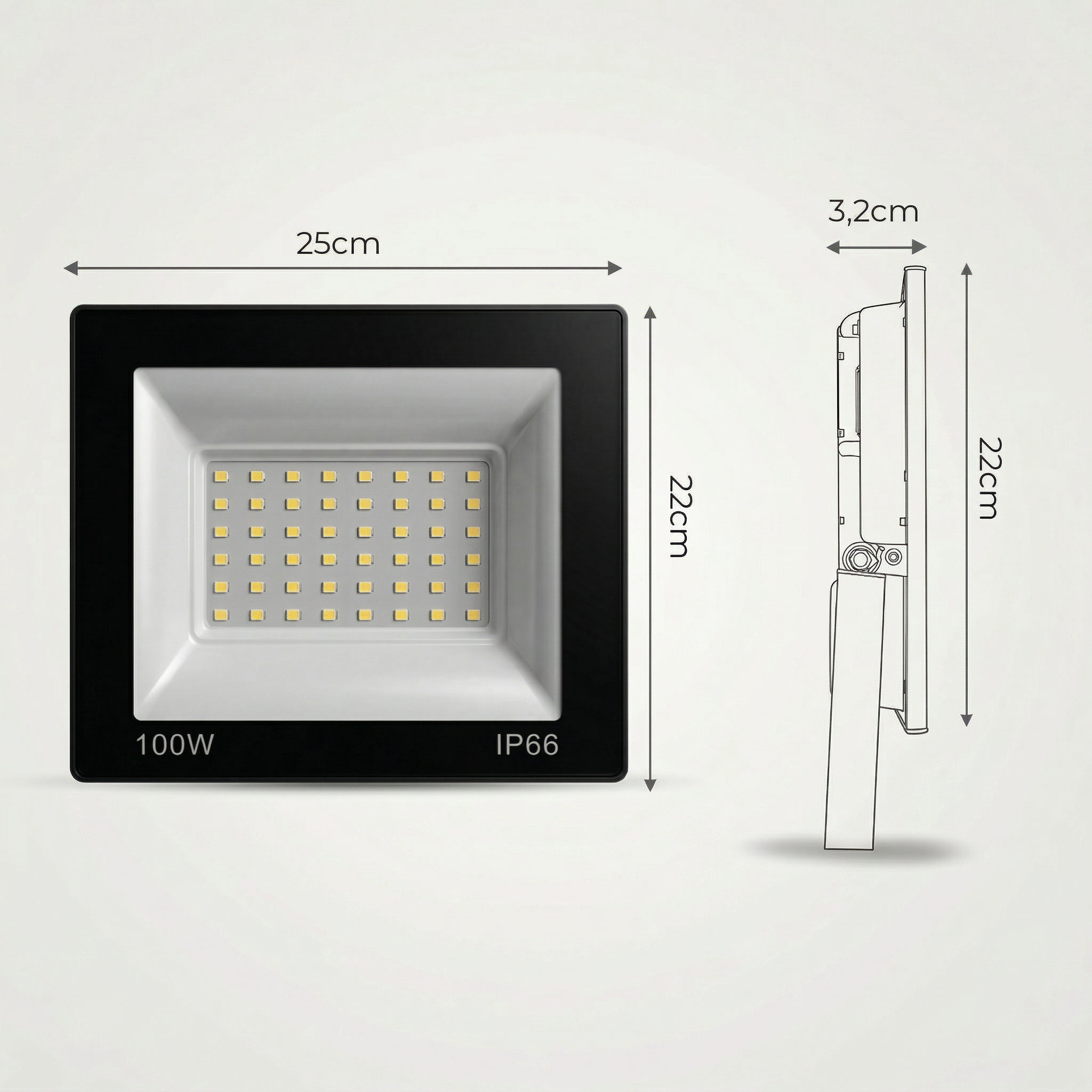 Refletor LED 100W Branco Frio Bivolt IP65 – Iluminação Externa de Alta Potência