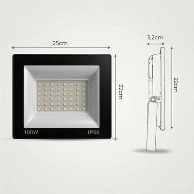 Refletor LED 100W Branco Frio Bivolt IP65 – Iluminação Externa de Alta Potência