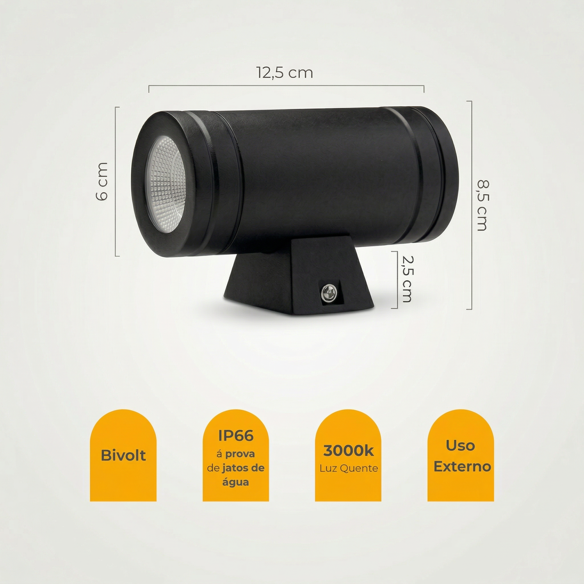 Arandela LED Titan 10W Bivolt – 2 Fachos – Alumínio – IP66 – Uso Externo