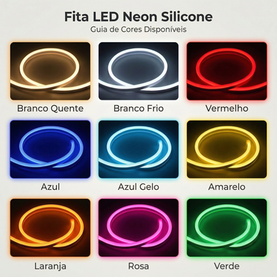Fita LED Neon Silicone 5m 12V IP65 – Iluminação Decorativa Flexível Alta Durabilidade