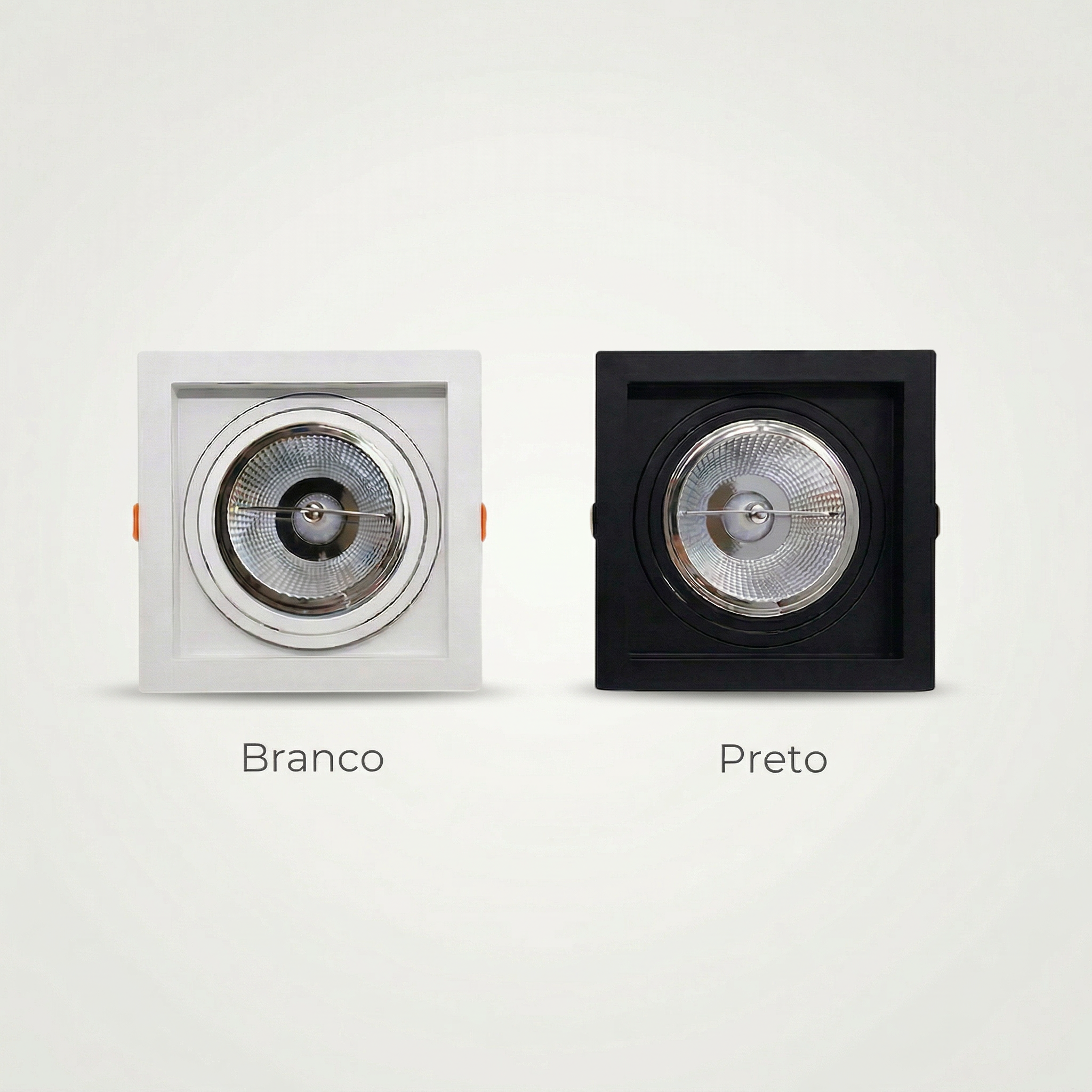 Spot Quadrado de Embutir AR111 Recuado Direcionável – Anti-Ofuscamento – Branco ou Preto