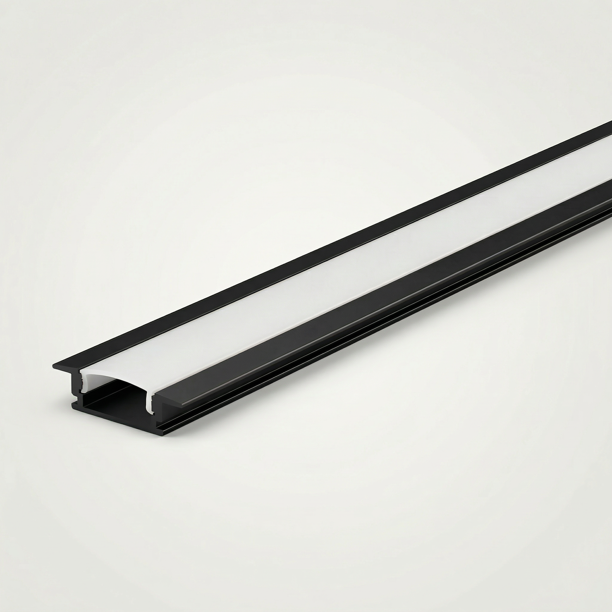 Perfil de Alumínio para Embutir 24x7mm com Difusor Acrílico – Barra 1m – Branco ou Preto