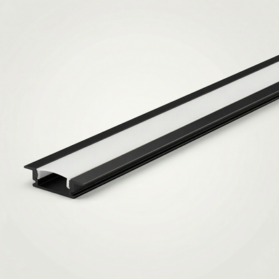 Perfil de Alumínio para Embutir 24x7mm com Difusor Acrílico – Barra 1m – Branco ou Preto
