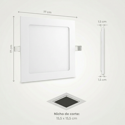 Painel LED 12W Quadrado de Embutir Bivolt – Branco Frio, Neutro ou Quente