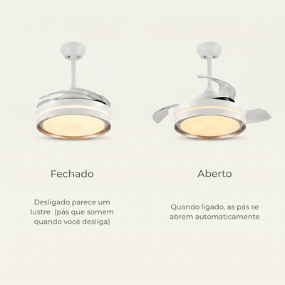 Ventilador de Teto Little Breeze 36” 30W LED - Com Pás Retráteis e Controle Remoto - Bivolt