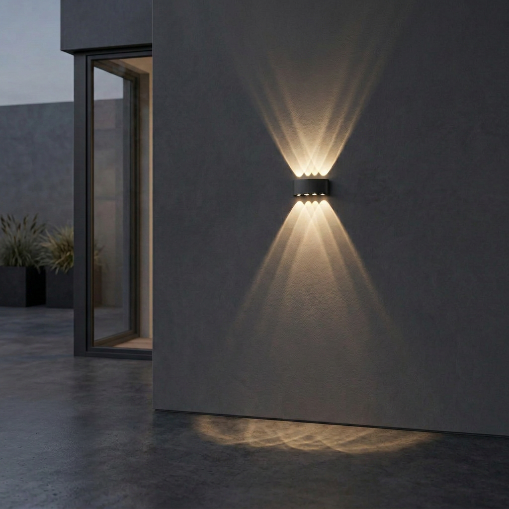 Arandela LED Meia Lua 8W IP65 – 8 Fachos – Branco Quente – Bivolt