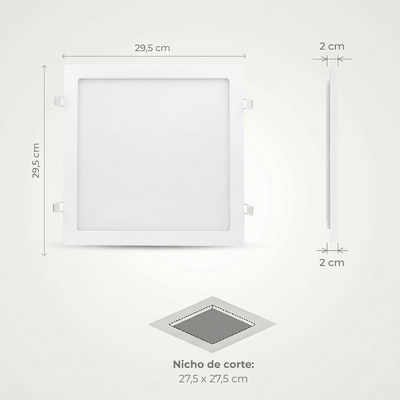 Painel LED 24W Quadrado de Embutir Bivolt – Branco Frio, Neutro ou Quente