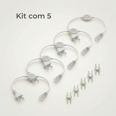Rabicho Conector para Mangueira LED Chata 5050 – Alimentação Direta 110V ou 220V