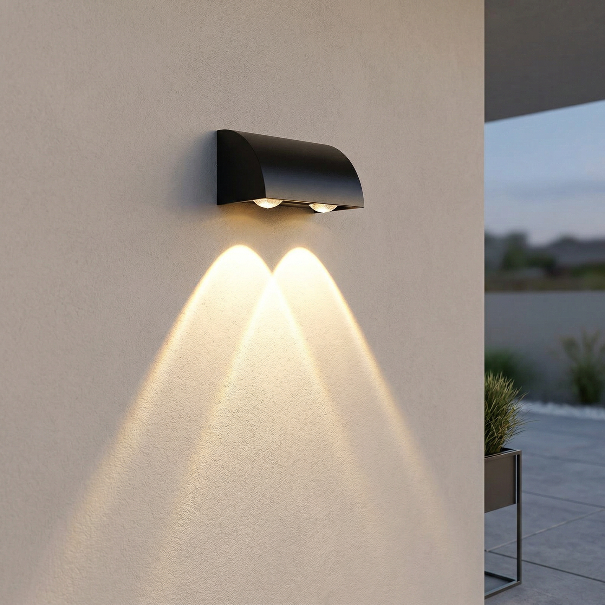 Arandela LED Outdoor 2W Bivolt IP66 – 2 Fachos – Alumínio – Branco Quente 3000K