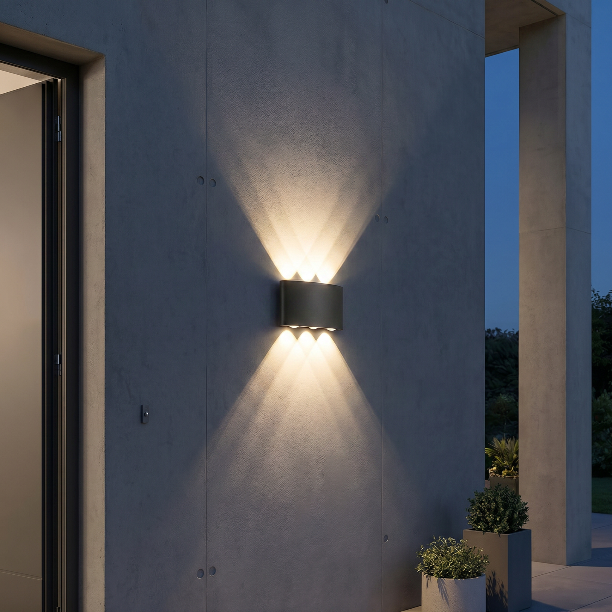 Arandela LED Externa 6W com Lente – 6 Fachos – Branco Quente 3000K – IP65