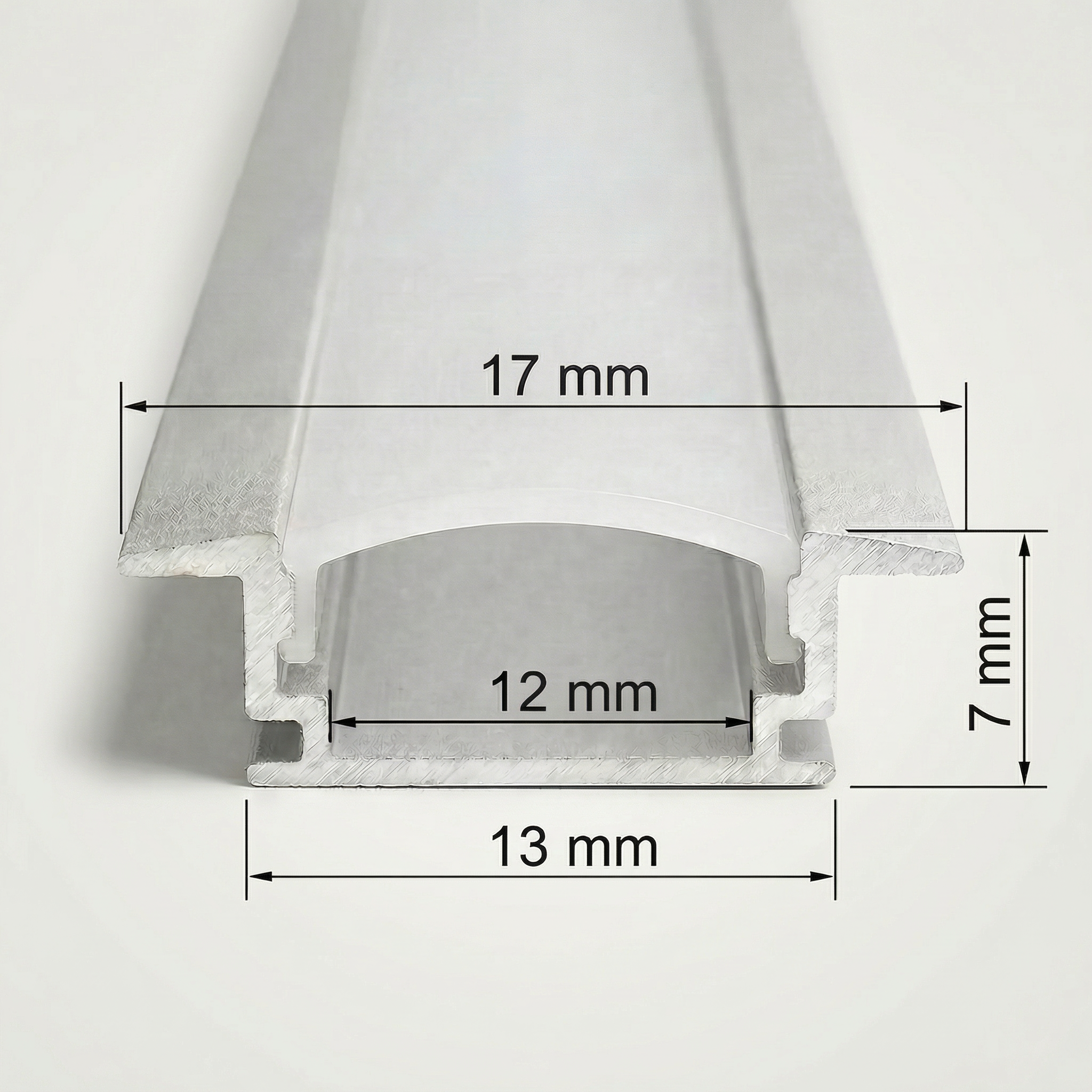 Perfil de Alumínio para Embutir 17x7mm com Difusor Acrílico – Barra 1m – Branco ou Preto
