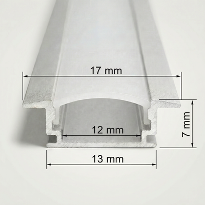 Perfil de Alumínio para Embutir 17x7mm com Difusor Acrílico – Barra 1m – Branco ou Preto