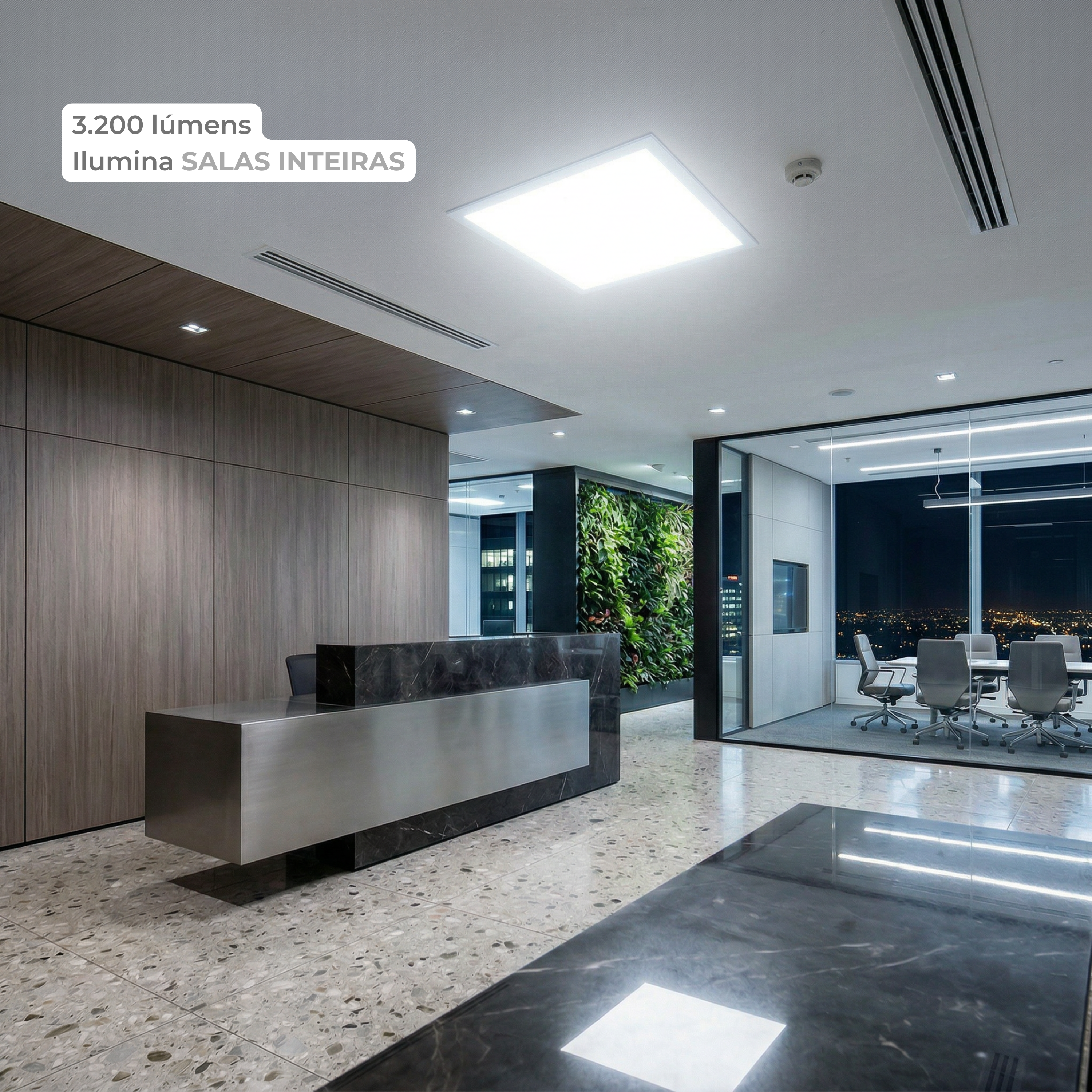 Painel LED Quadrado de Embutir 40x40 36W Bivolt IP20 – Branco Quente, Neutro ou Frio