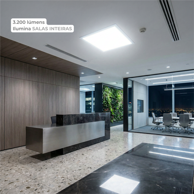 Painel LED Quadrado de Embutir 40x40 36W Bivolt IP20 – Branco Quente, Neutro ou Frio