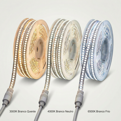 Fita LED 3528 240 LEDs/m 20W/m 12V IP20 – 5 Metros | Branco Frio, Neutro ou Quente | Alta Densidade 240D