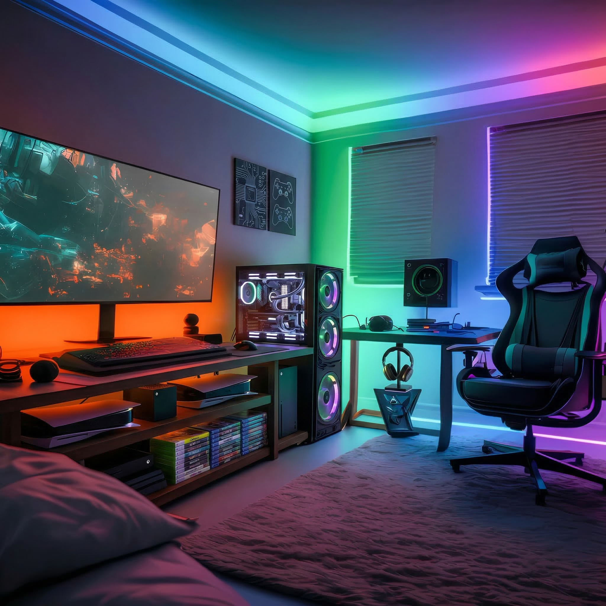 Fita LED RGB 5050 12V -  Kit Completo com Controle e Fonte Bivolt - 5 metros