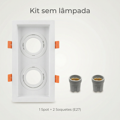 Spot Duplo PAR20 de Embutir Recuado Direcionável com Soquete E27 – Branco ou Preto