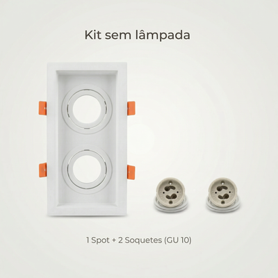 Spot Duplo MR16 de Embutir Recuado Direcionável com Soquete GU10 – Branco ou Preto