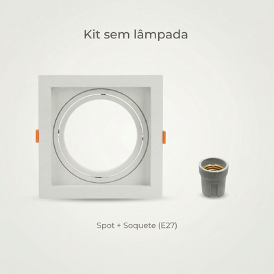 Spot Quadrado de Embutir PAR30 Recuado Direcionável com Soquete E27 – Branco, Preto ou Preto e Branco