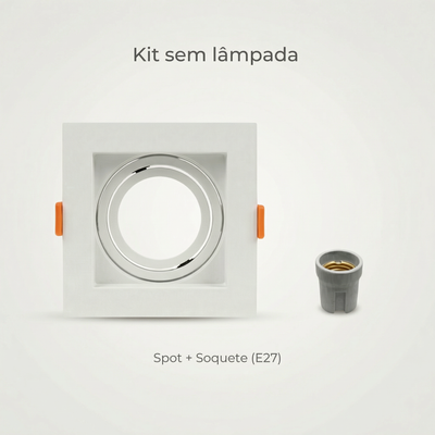 Spot Quadrado de Embutir PAR20 Recuado Direcionável com Soquete E27 – Branco, Preto ou Preto e Branco