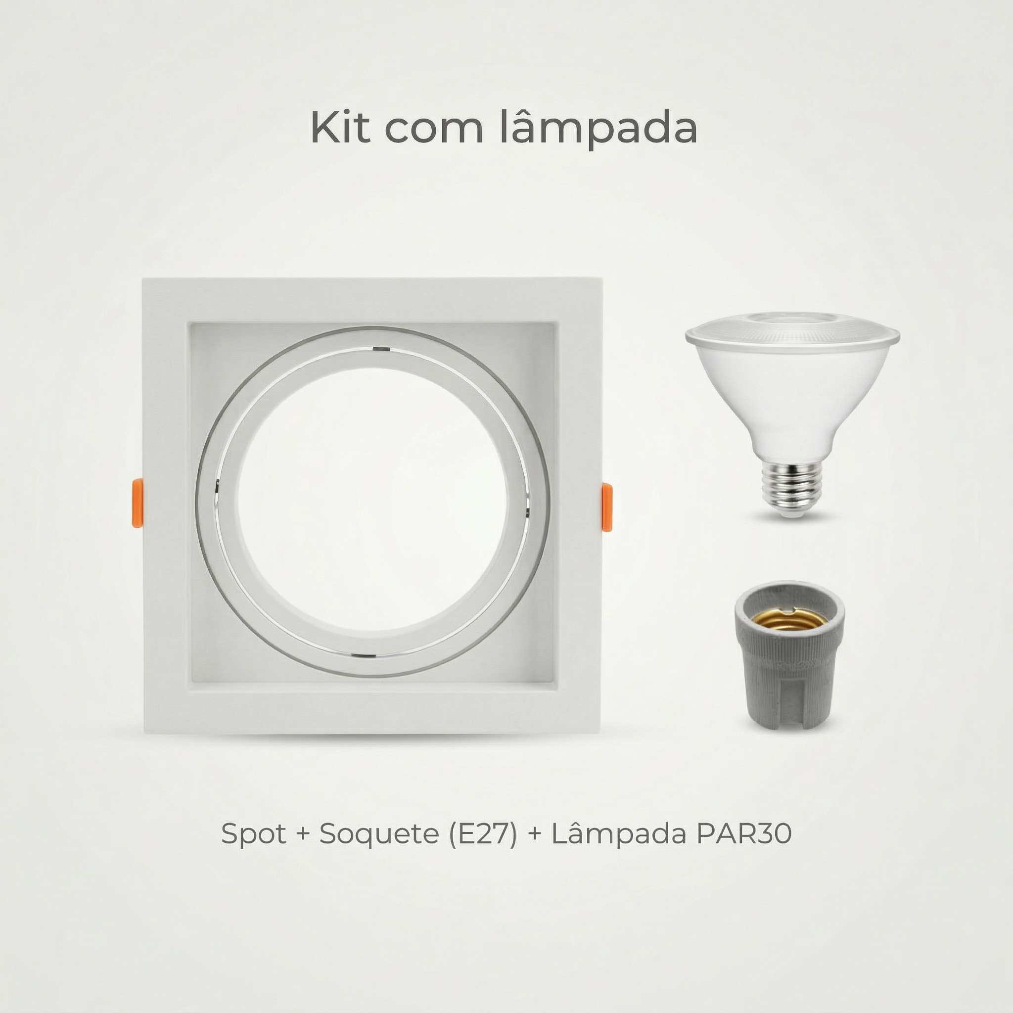 Spot Quadrado de Embutir PAR30 Recuado Direcionável com Soquete E27 – Branco, Preto ou Preto e Branco