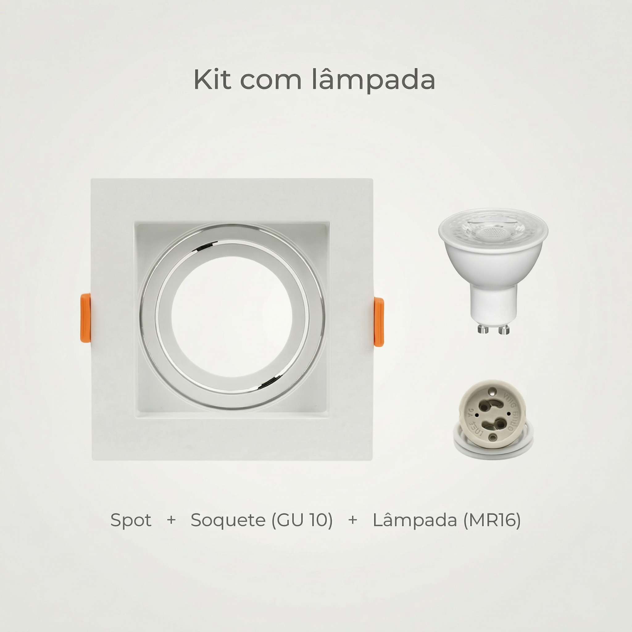Spot Quadrado de Embutir MR16 Recuado Direcionável com Soquete GU10 – Branco, Preto ou Preto e Branco