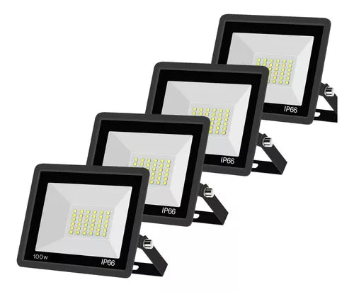 Kit 5 Refletor Led 100w Holofote Bivolt Ip66 Branco Frio - Casa Led Mais