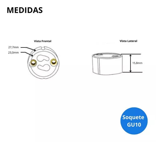 Soquete Gu10 Para Lâmpada C/ Rabicho Para Dicroica Kit 10 - Casa Led Mais